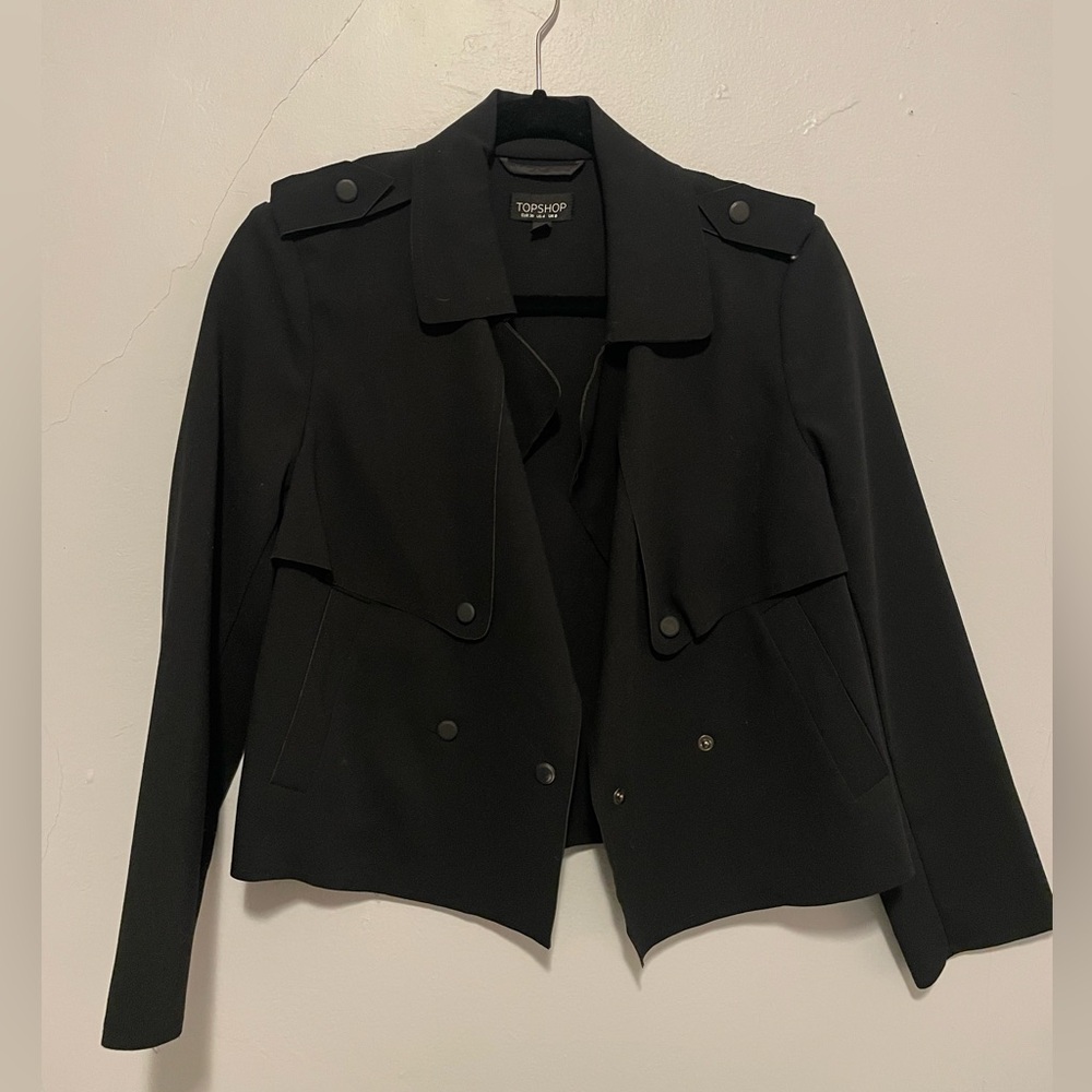 Topshop Black Unlined Cropped Trench